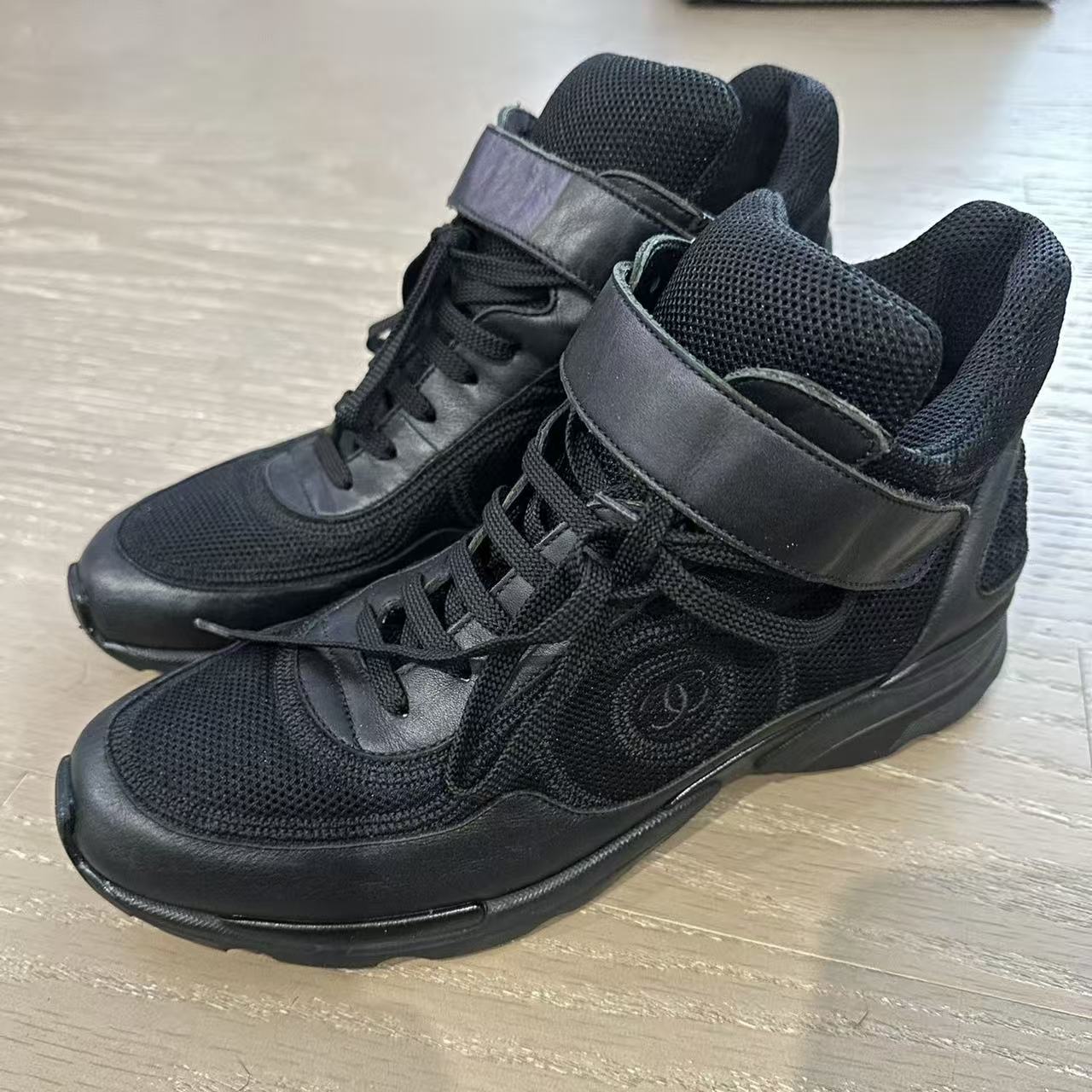 Chanel Black Hi Top Sneaker