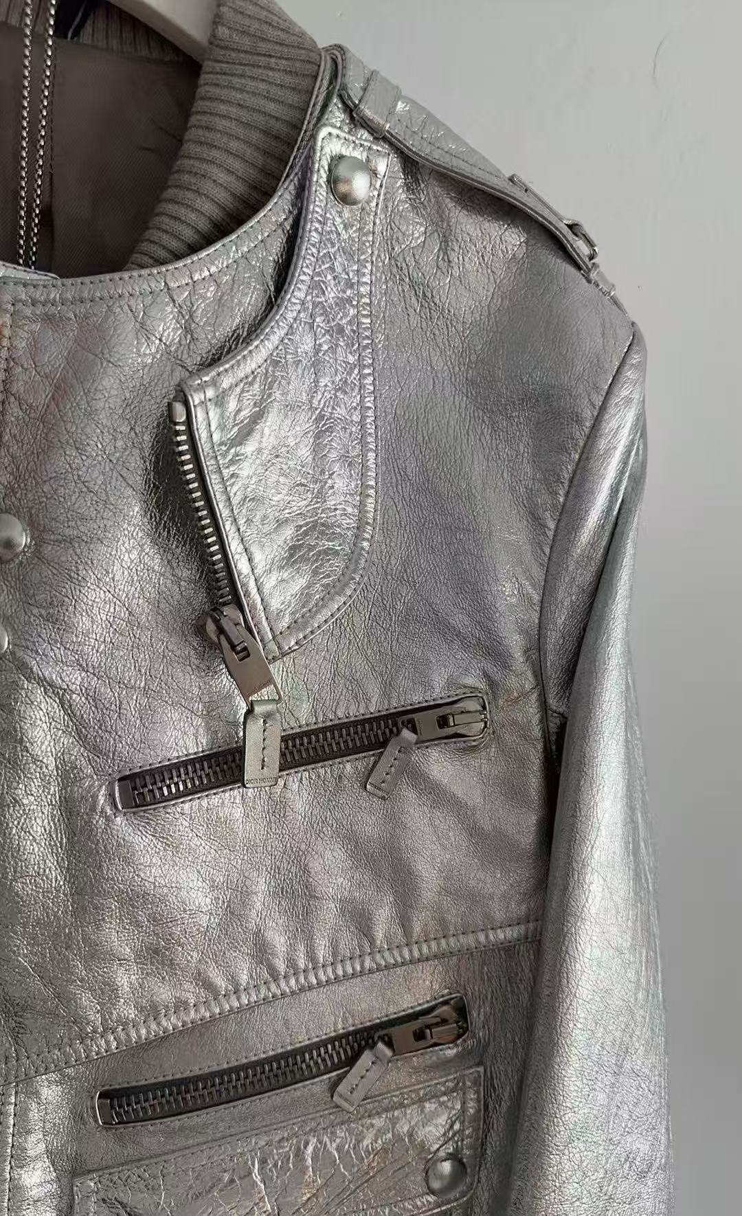 Dior homme SS07 runway silver leather jacket