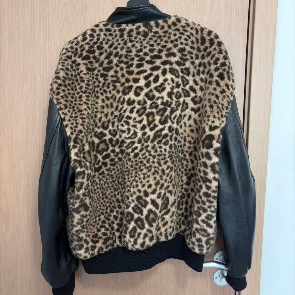 Celine 22aw Leopard Varsity Jacket