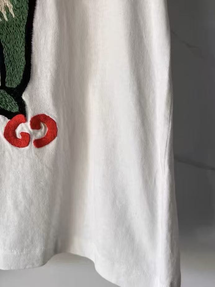 Gucci 19SS White Cat Embroidered Tee