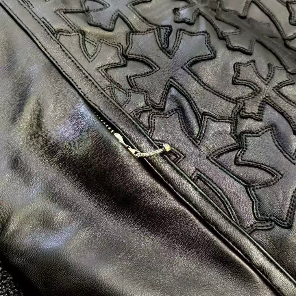 Chrome Hearts Leather Cross Patch Vest