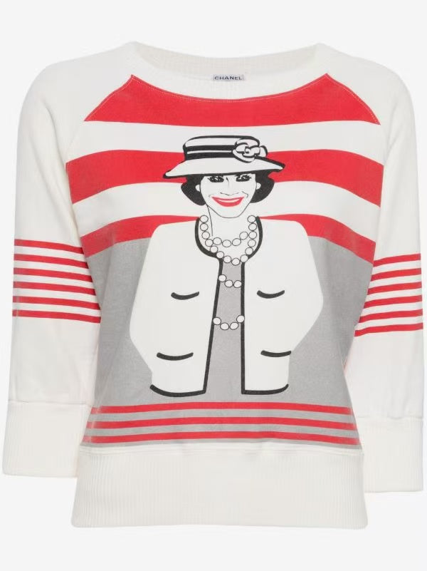 Chanel 2001 01A Mademoiselle Portrait Stripe Sweatshirt
