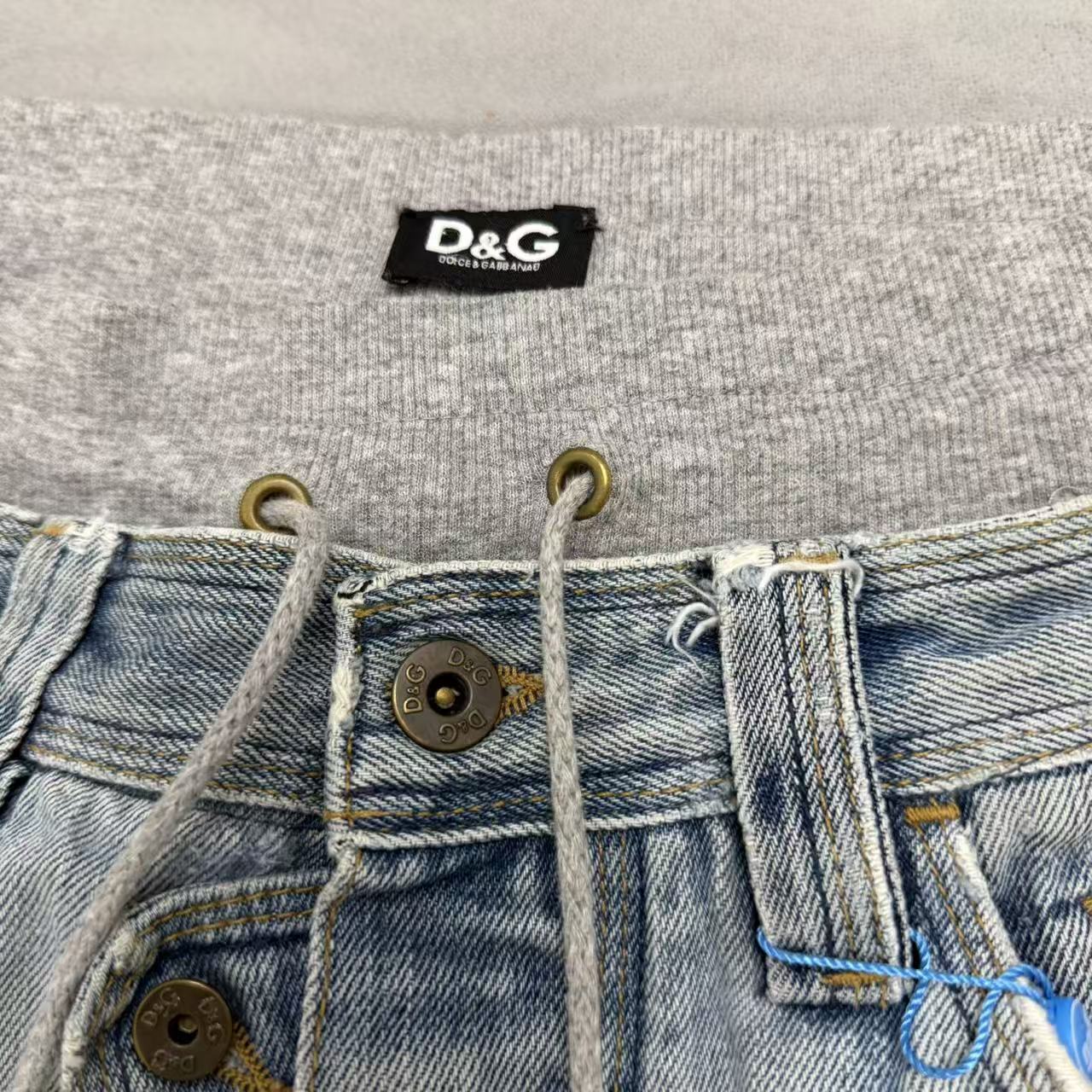 Dolce & Gabbana 2006SS Trompe L’oeil Hybrid Denim Cozy Grey Shorts