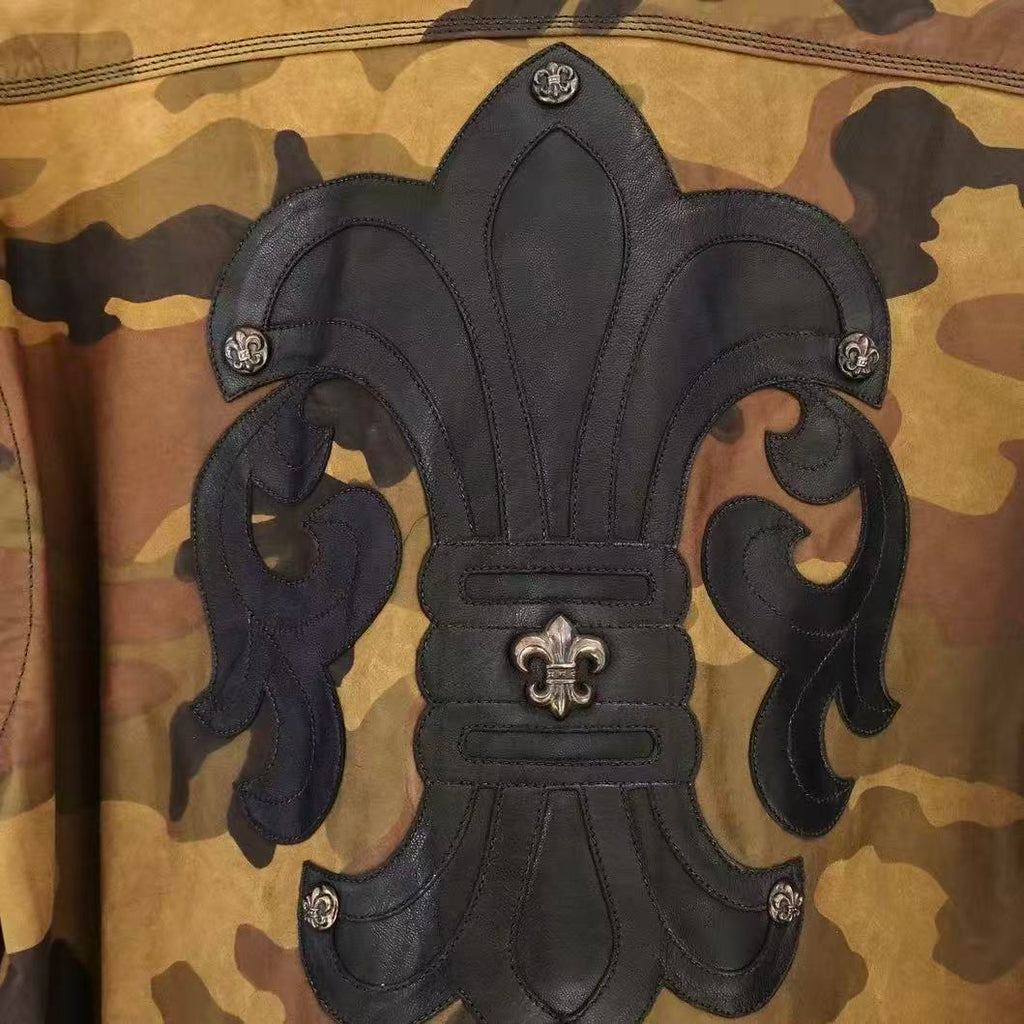 Chrome Hearts Fleur De Dis Leather Patch Camo Shirt