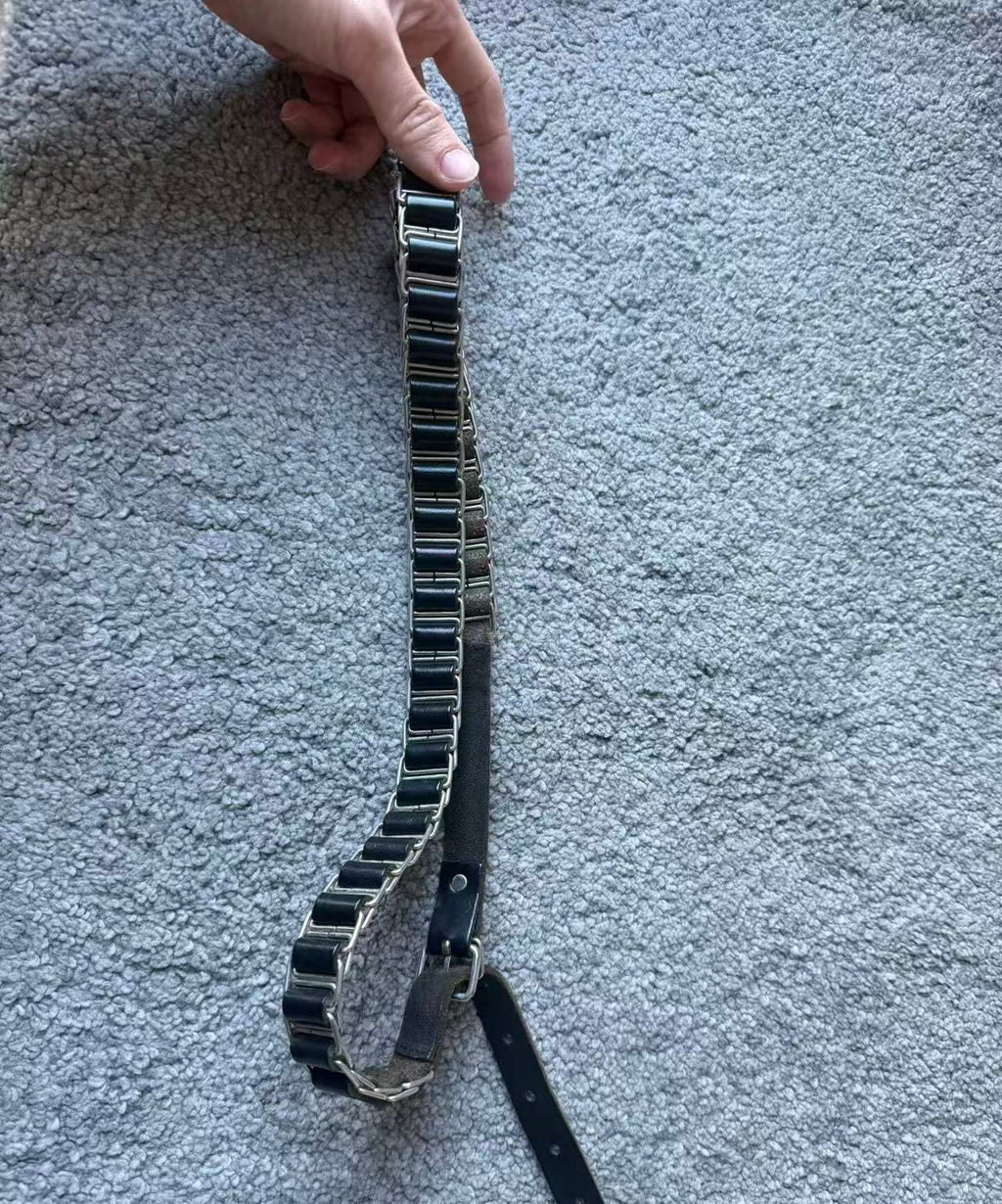 Helmut Lang Archive Military Metal Chain Leather Belt 1999