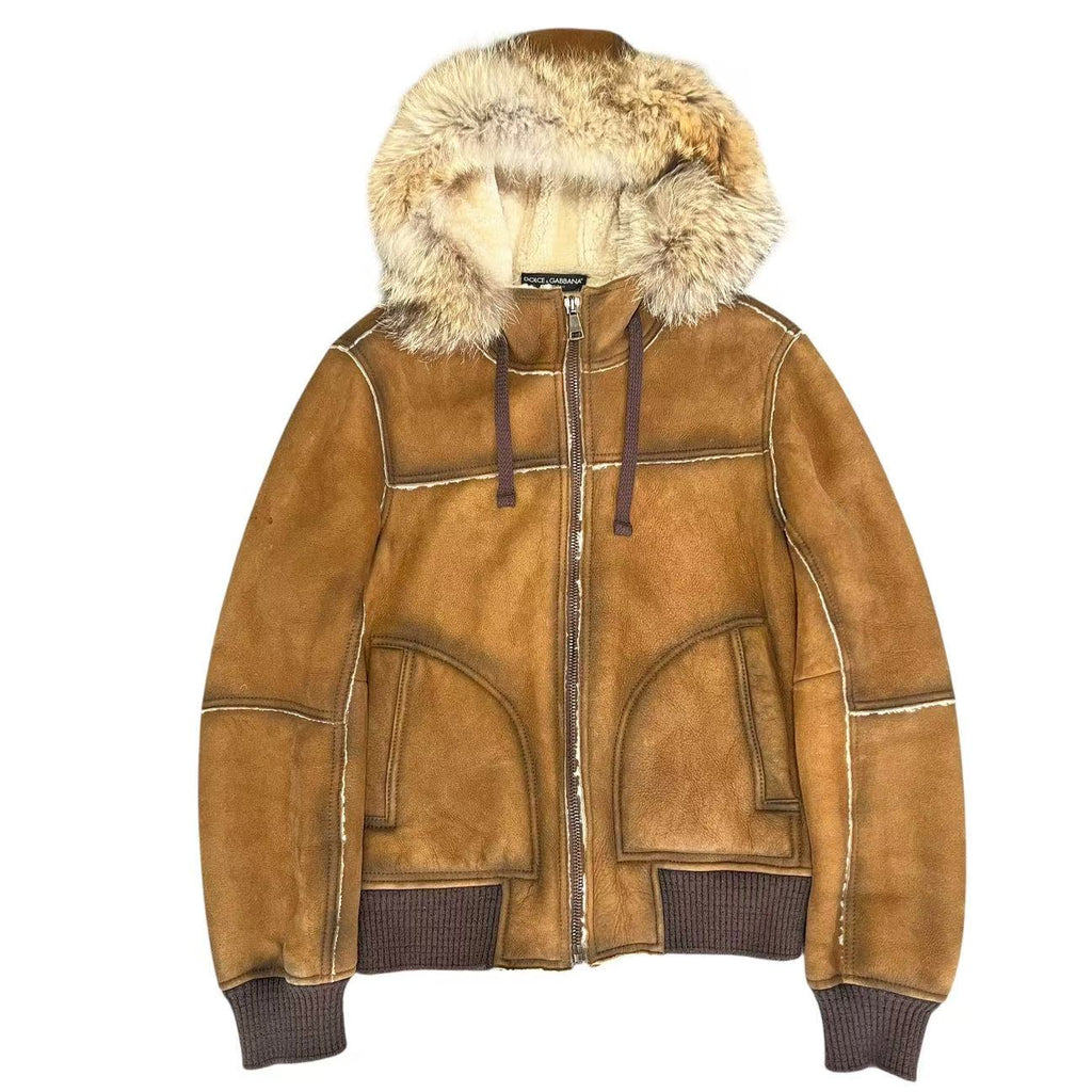 Dolce&Gabbana Shearling Leather Hooded Jacket