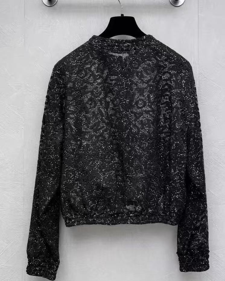 Chanel 21SS Lace Logo Bomber Jacket