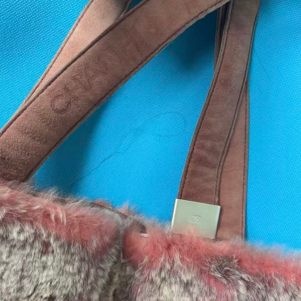Chanel COCO Mark Fur Suede Hand Bag