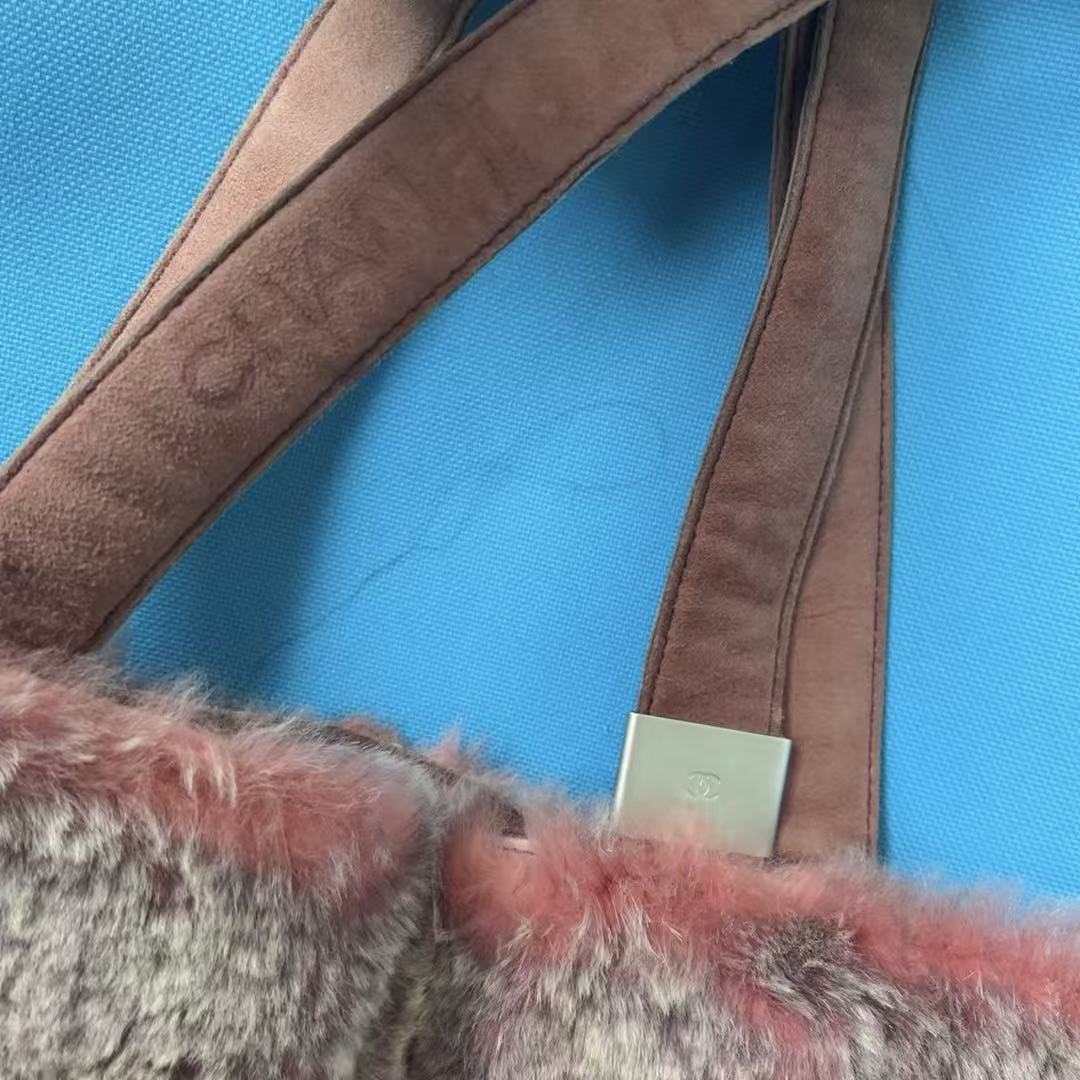 Chanel COCO Mark Fur Suede Hand Bag