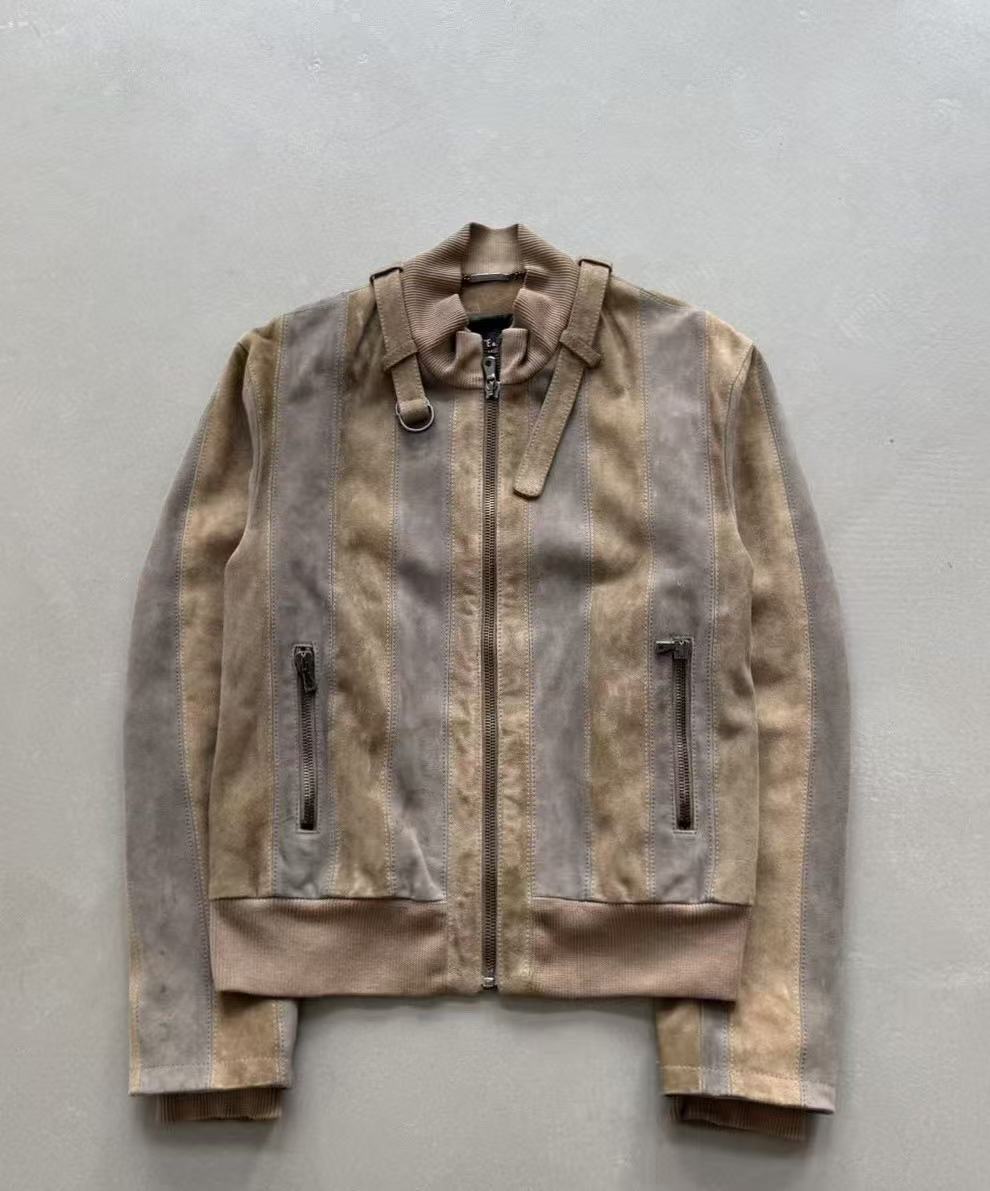 Dolce & Gabbana 2007SS Runway Striped Goatskin Leather Jacket