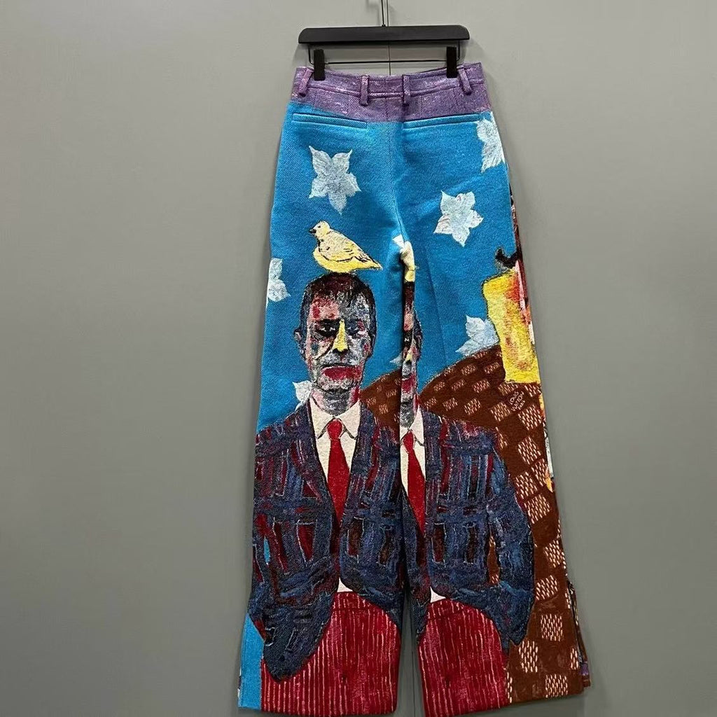 Louis Vuitton 23FW Multi-Color Artistic Print Wide-Leg Casual Pants