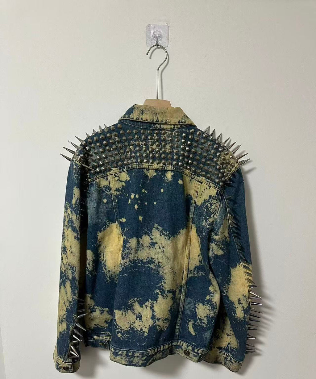 Gucci 17SS Bleached Studded Punk Denim Jacket
