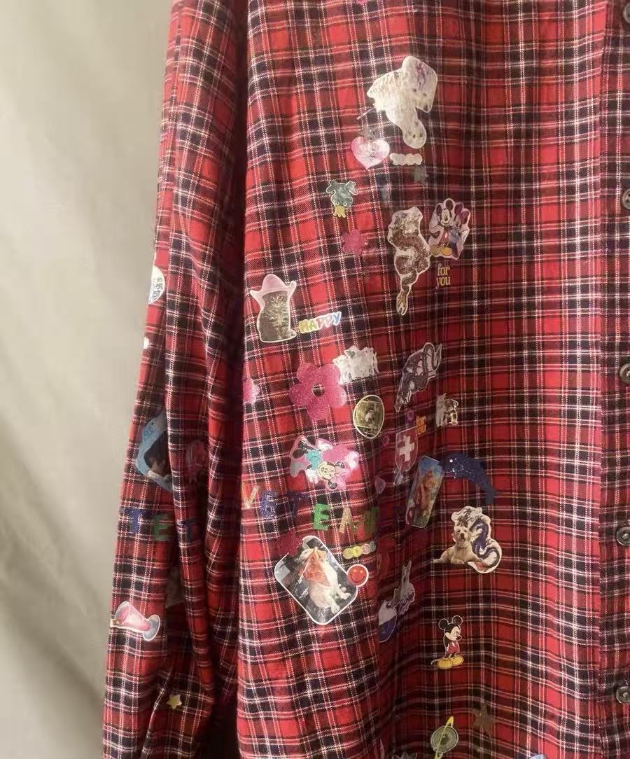 Vetements 18fw Sticker Plaid Flannel Shirt