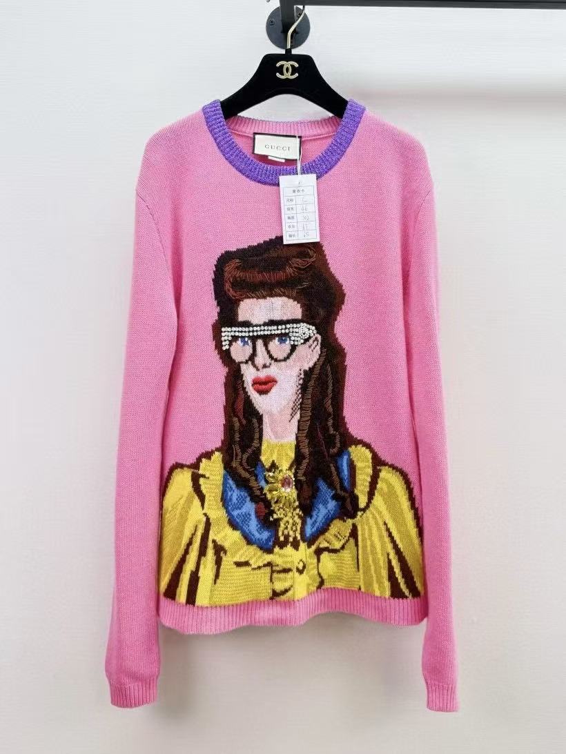 Gucci 19SS Pink Lady Intarsia Sweater