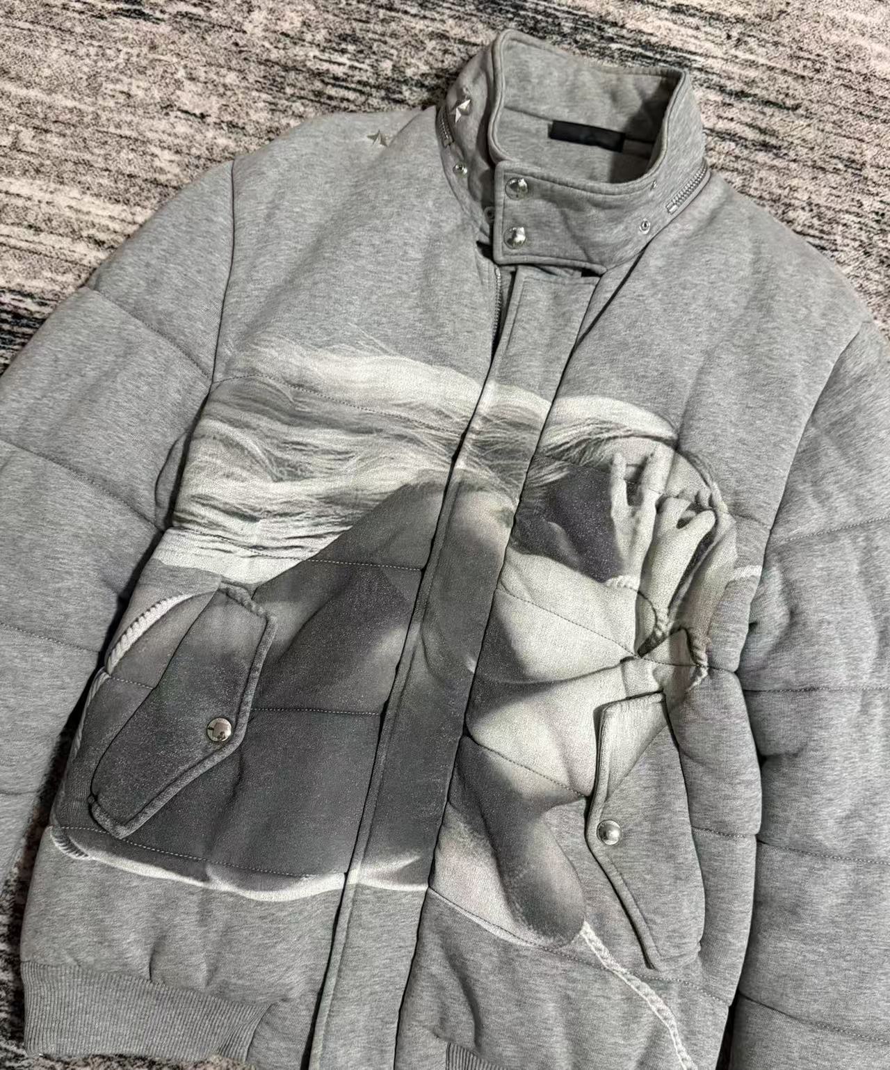 Givenchy Goddess Printed Padded Jacket - Grey Fall 2013 Menswear by Riccardo Tisci