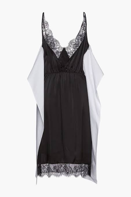 MM6 MAISON MARGIELA
Paneled lace-trimmed satin and cotton midi dress