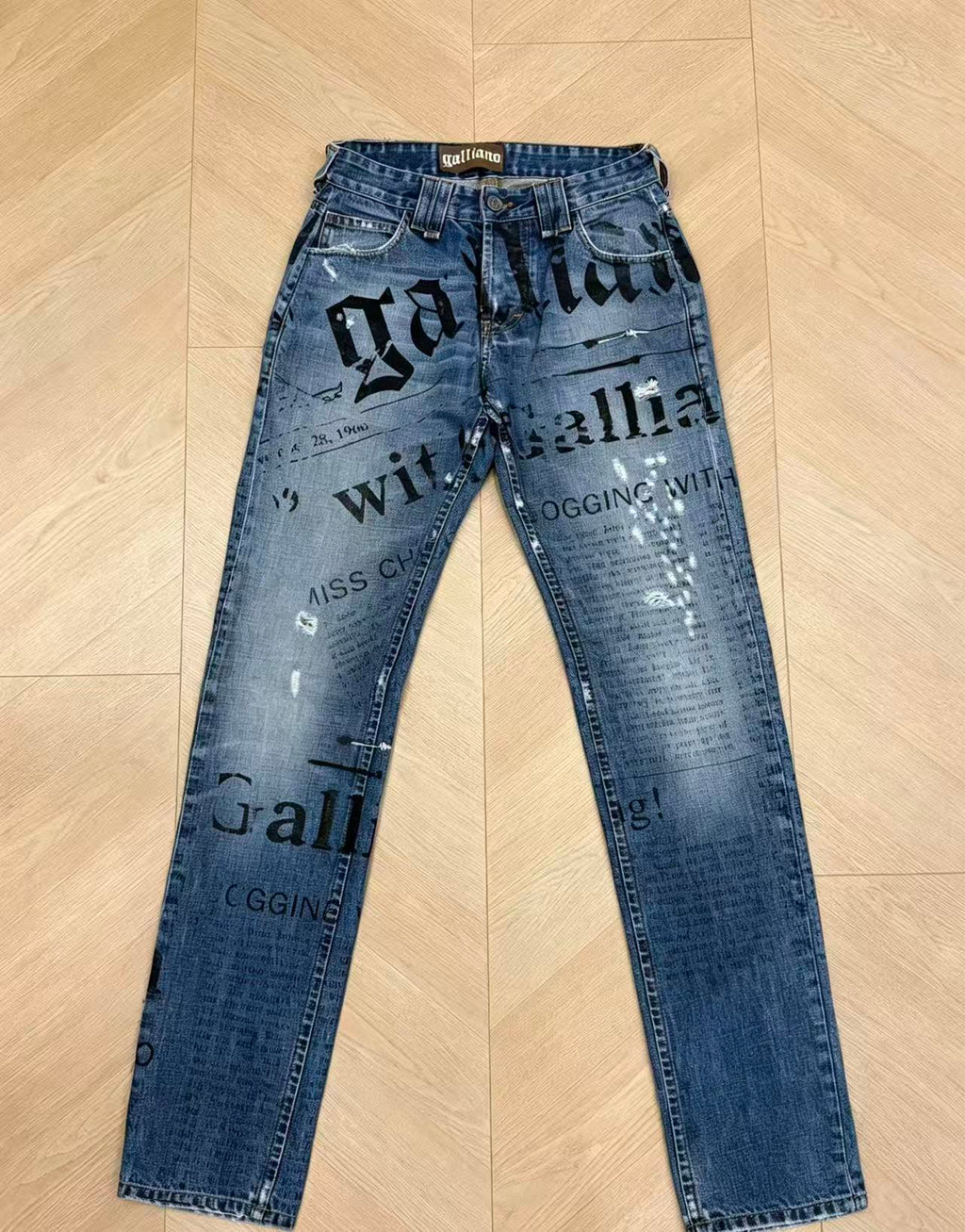 John Galliano Newspaper Print Jeans
