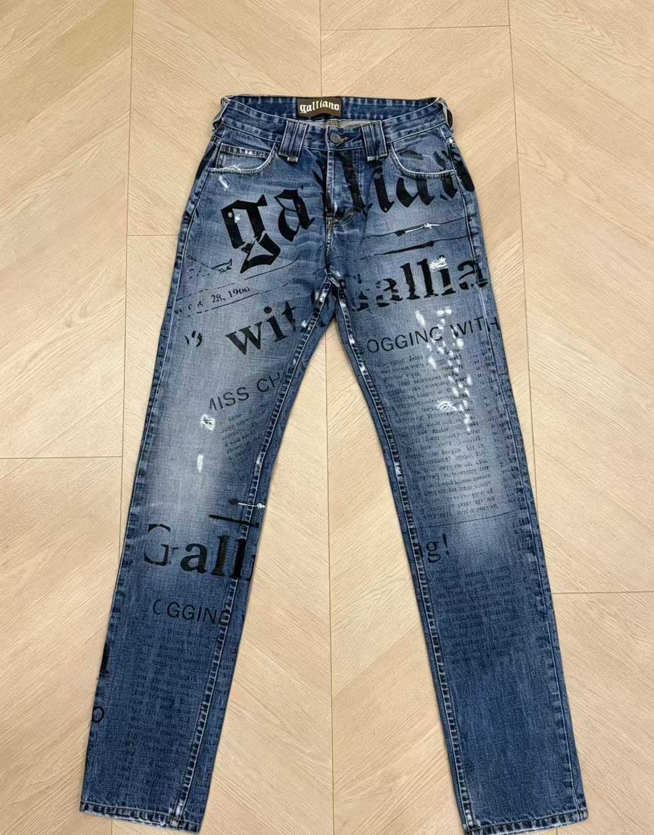 John Galliano Newspaper Print Jeans