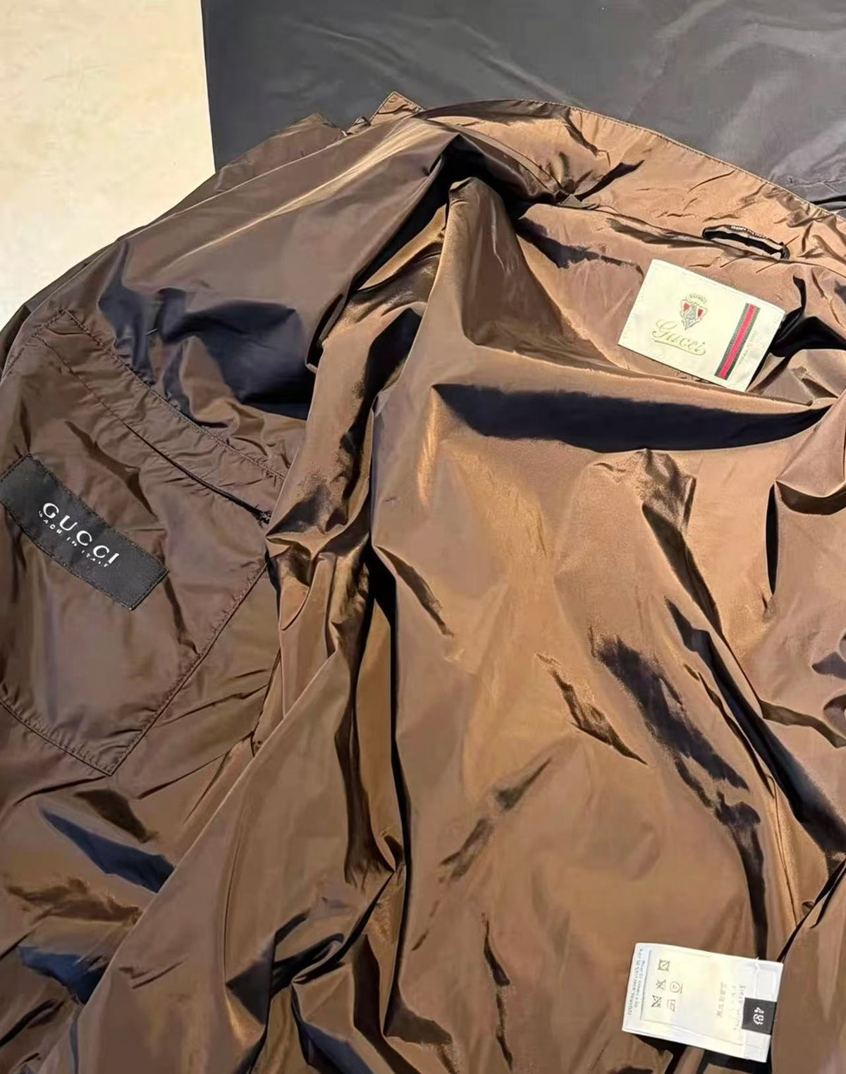 Gucci Reversible Grey Check Nylon Harrington Jacket