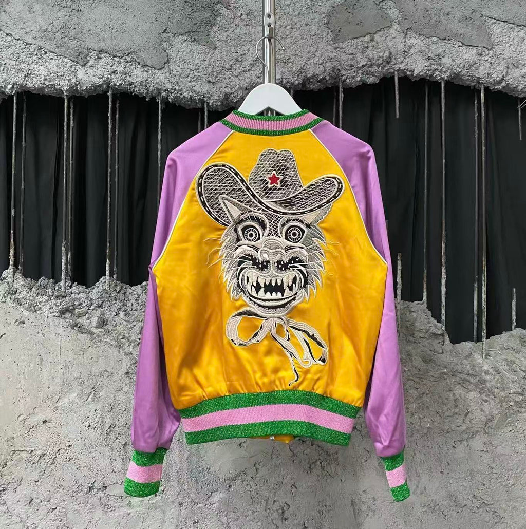 Gucci Embroidered Cat Bomber Jacket