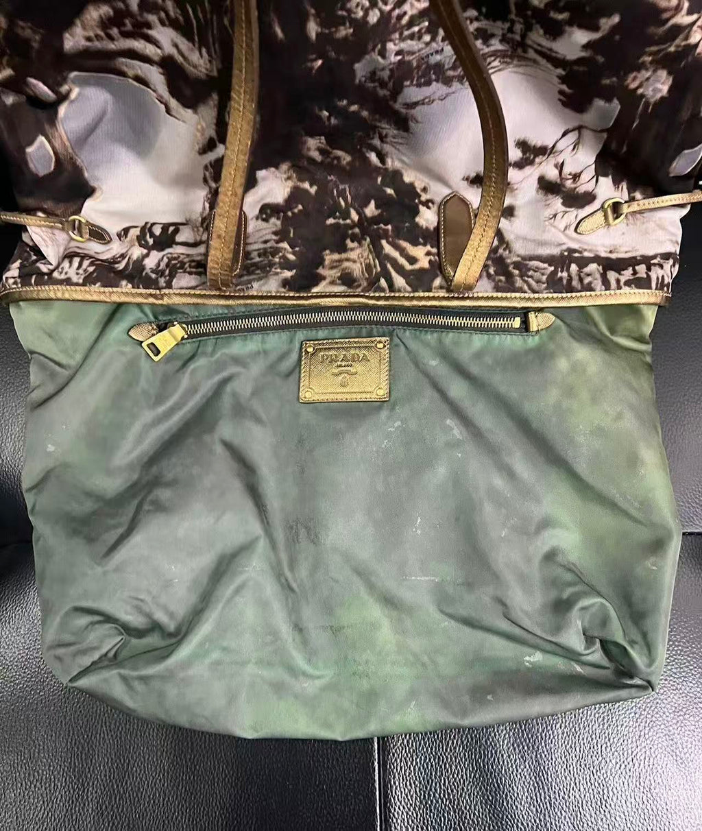 Prada 04FW Grigio Stampat Tessuto Nylon Tote Bag