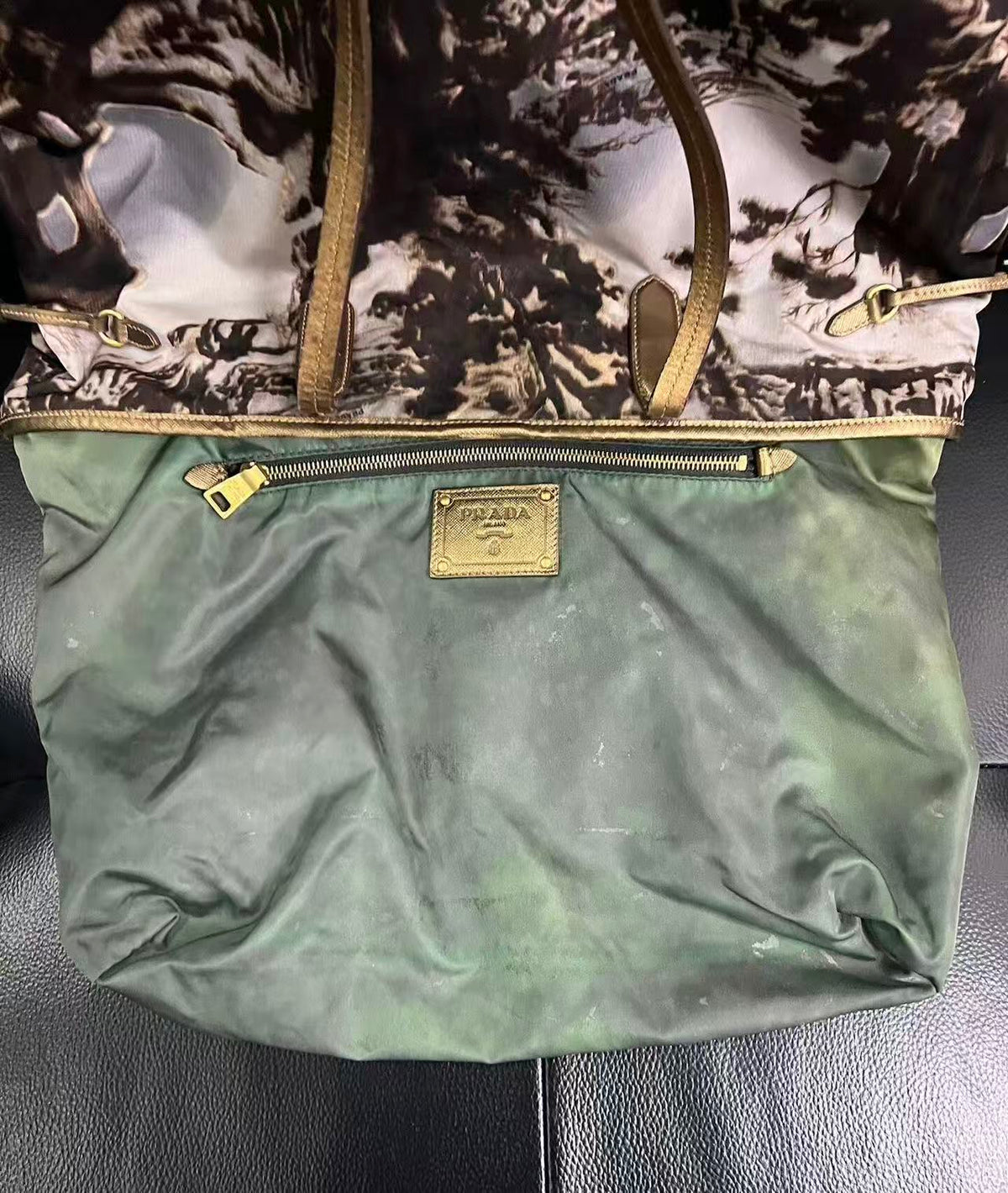 Prada 04FW Grigio Stampat Tessuto Nylon Tote Bag