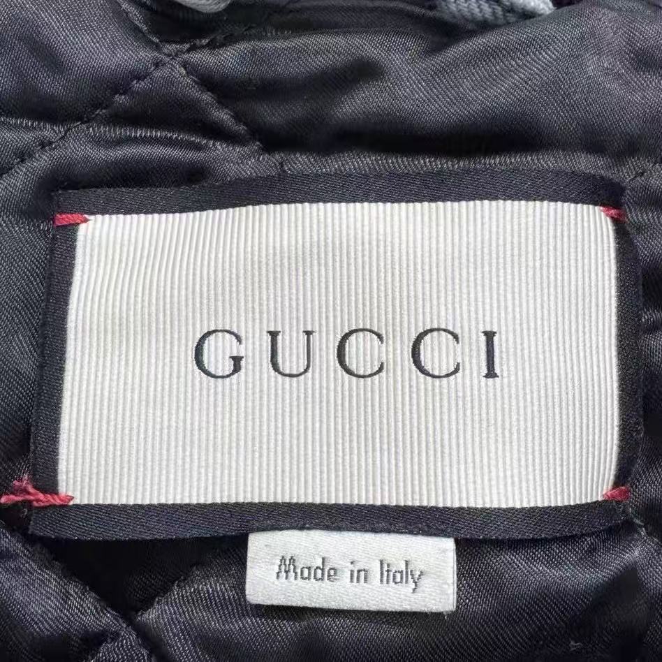 Gucci 17FW Dual Tiger Floral Embroidered Studded Velvet‑Collar Jacket