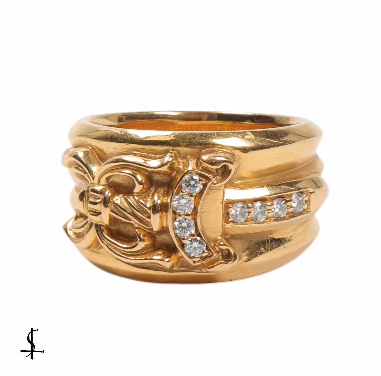 Chrome Hearts 22k Gold Diamonds Dagger Ring