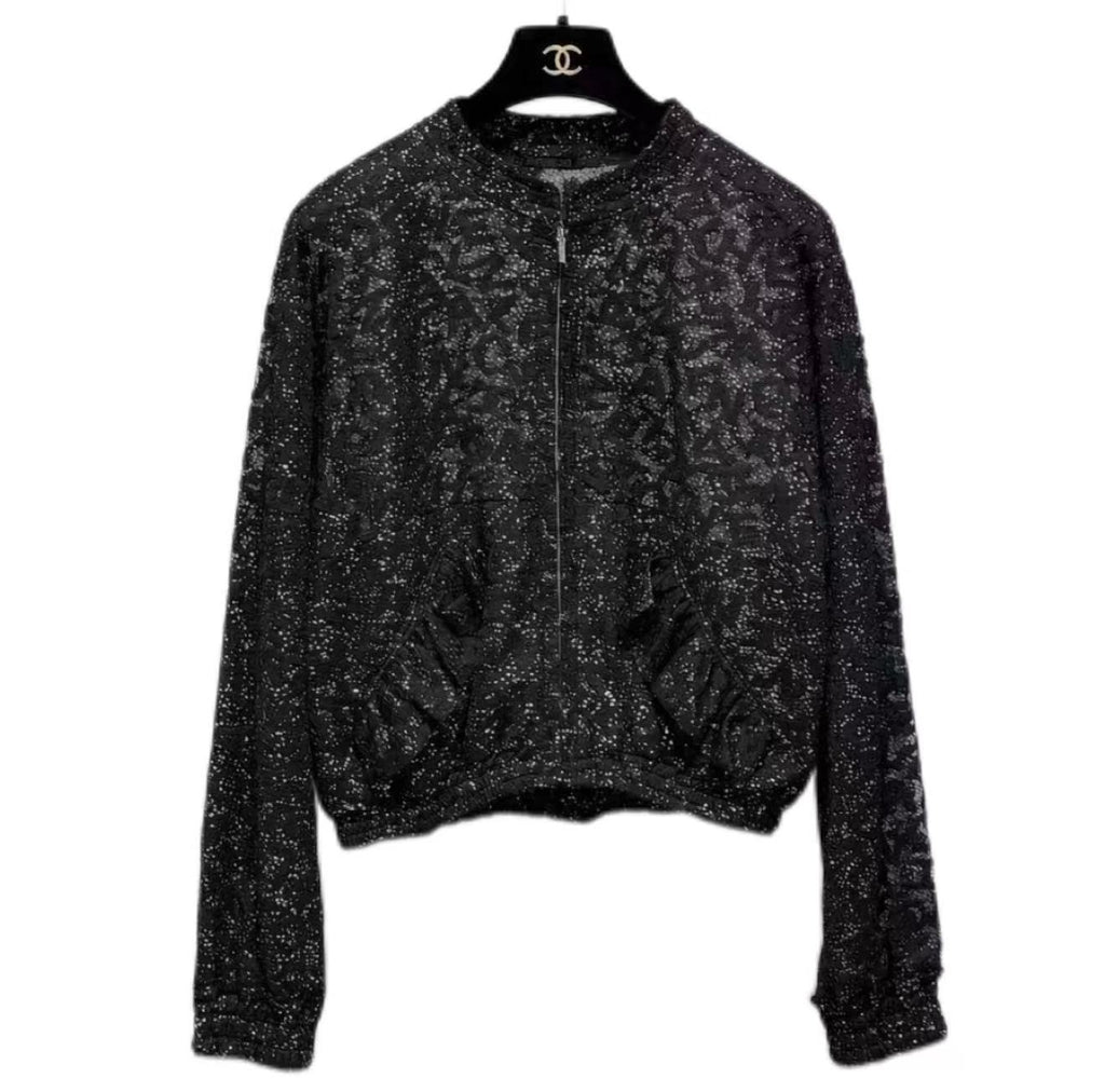 Chanel 21SS Lace Logo Bomber Jacket