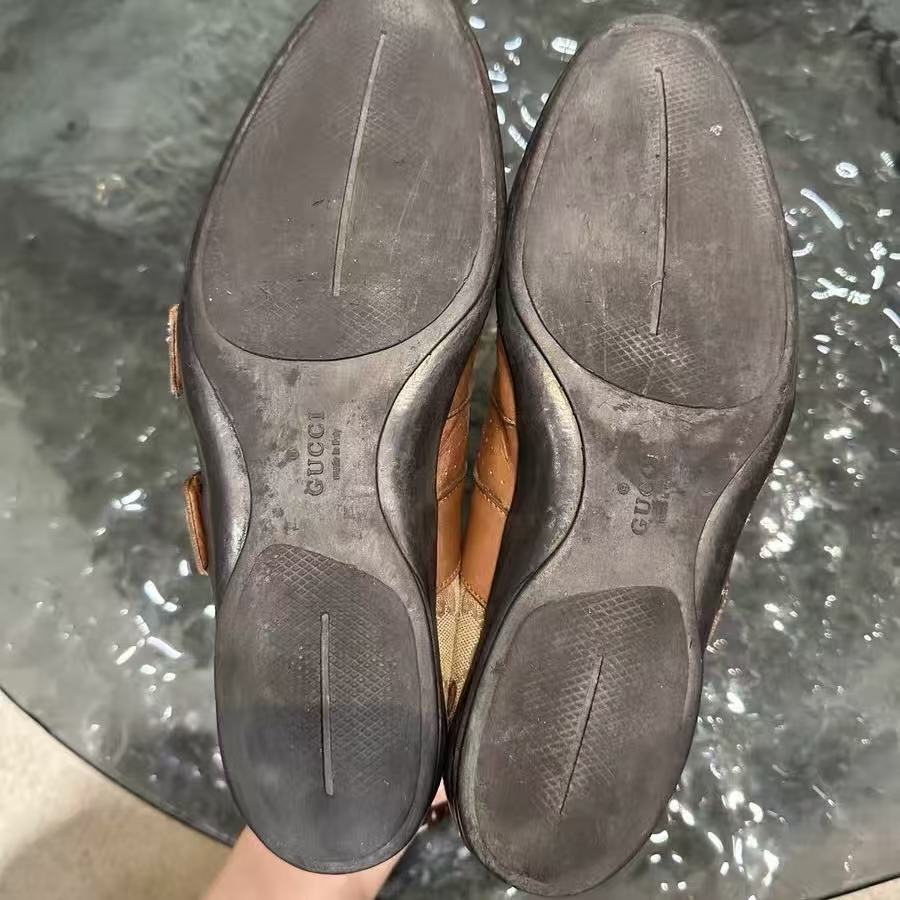 Gucci GG Canvas Leather Monk Straps
