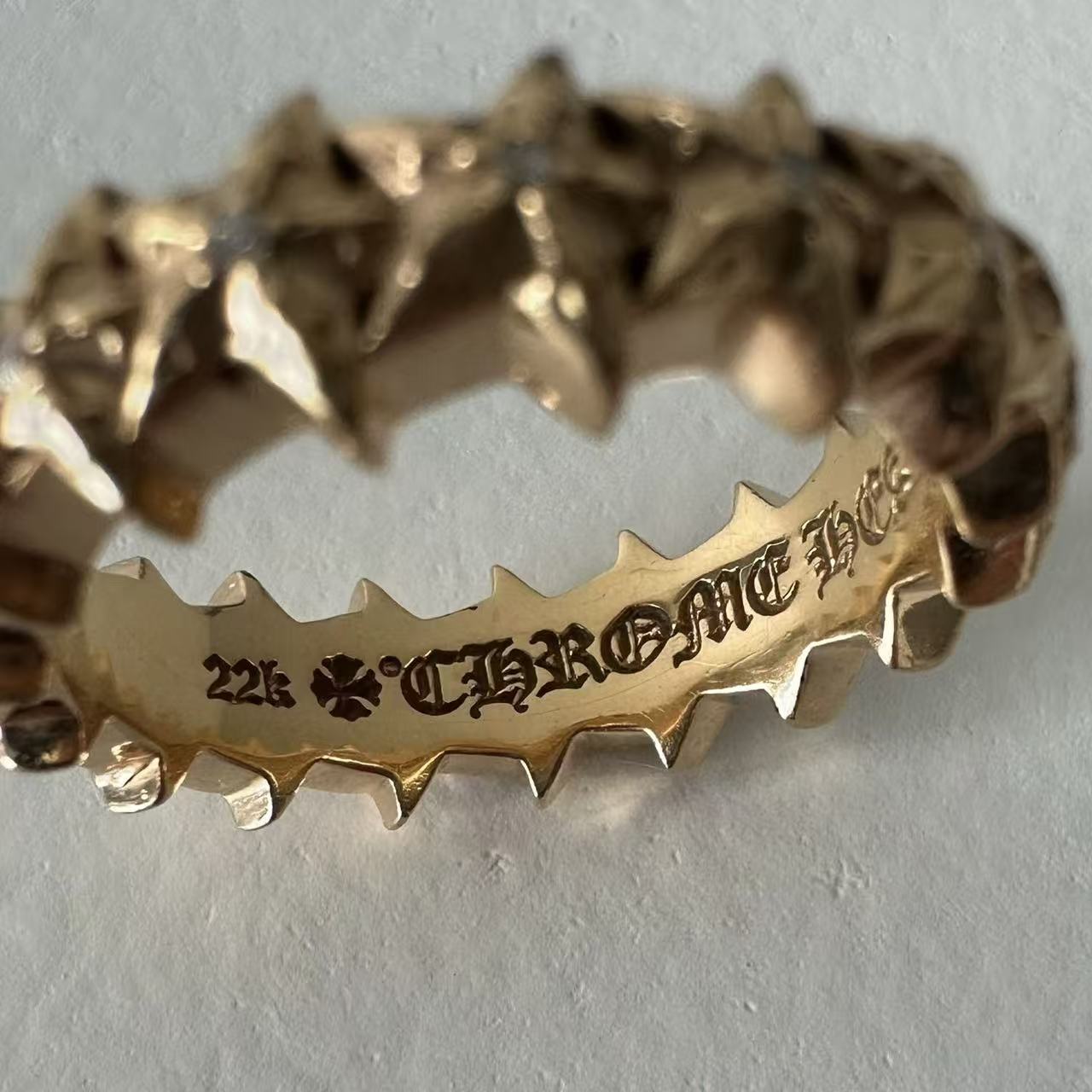 Chrome Hearts Gold And Diamond Star Band Ring