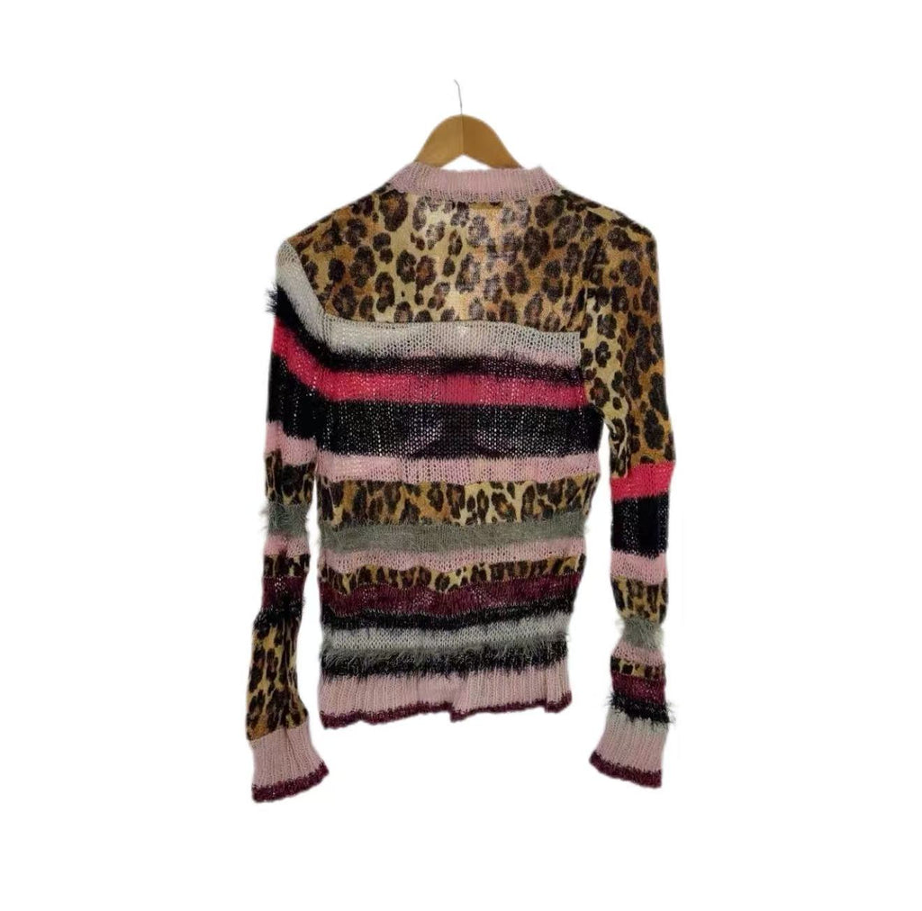 Hysteric Glamour Vintage Leopard Stripe Cardigan