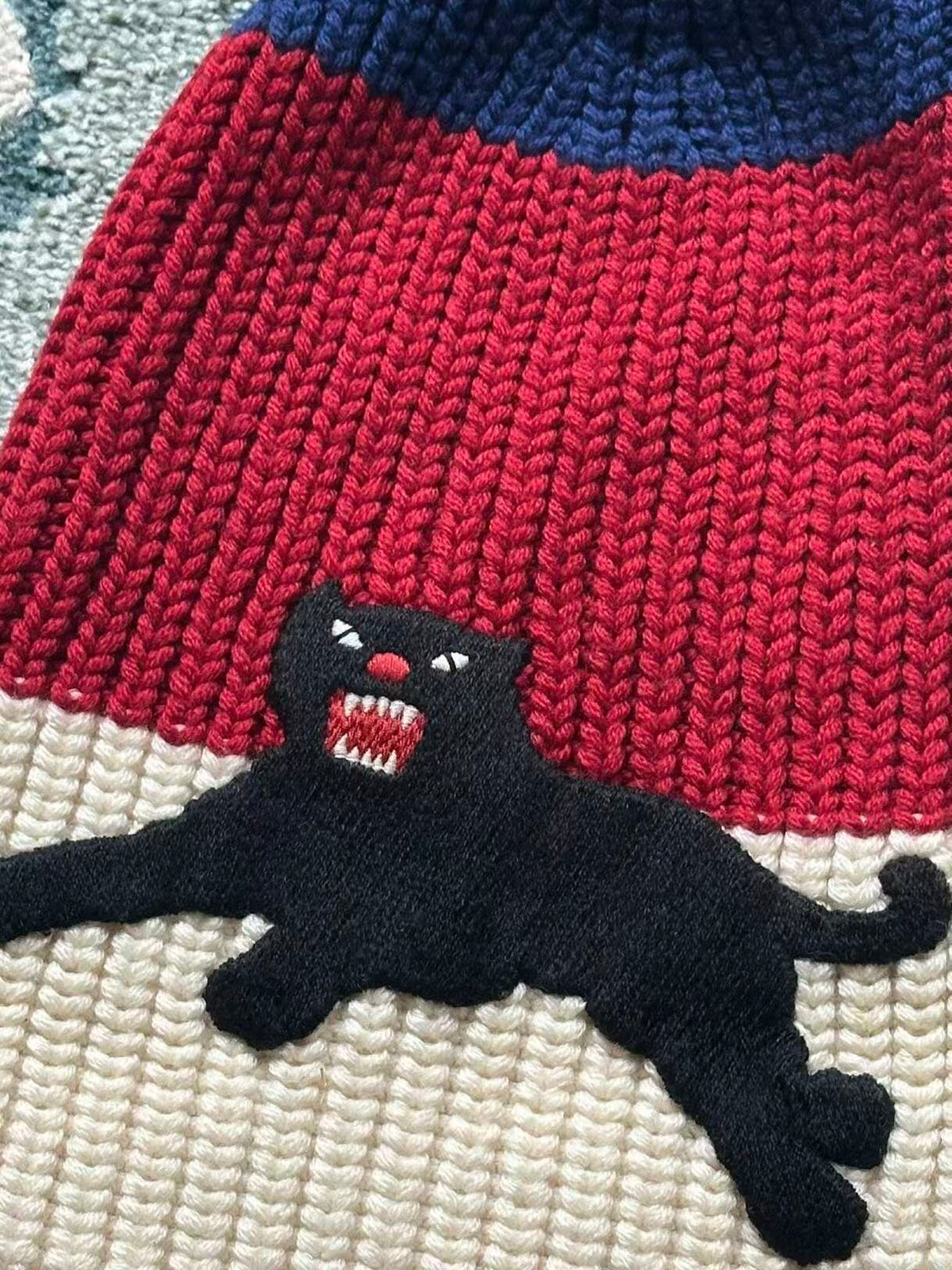 Gucci 19AW Panther Embroidered Wool Beanie