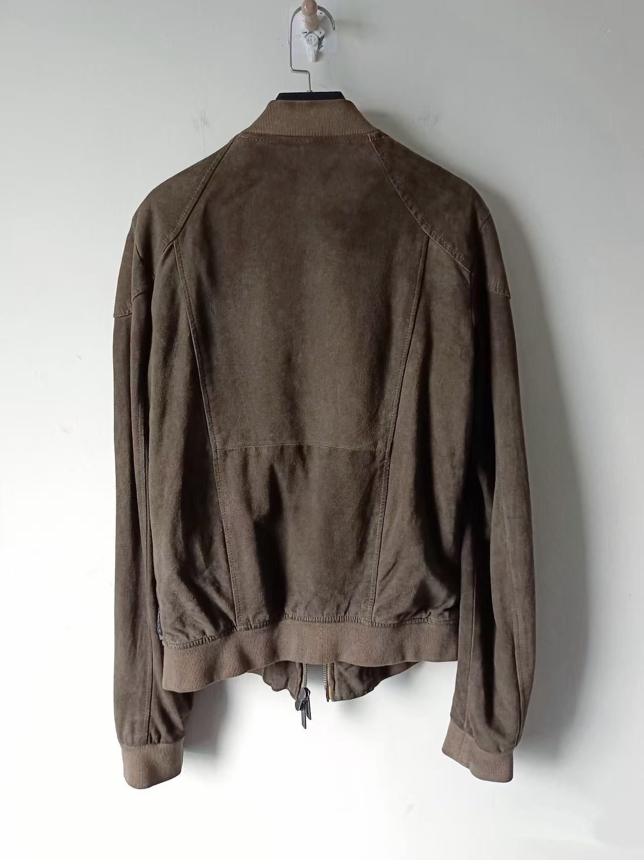 Armani 2000s Leather Suede Bomber Jacket