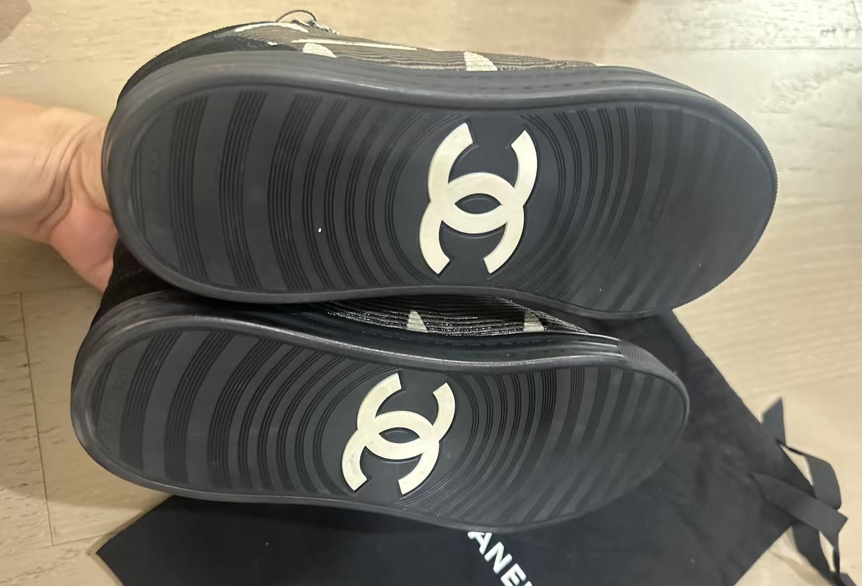 Chanel Black CC Star Print Boot