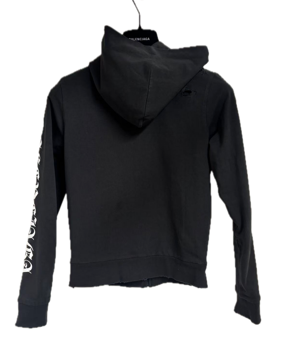 Balenciaga Distressed Printed Cotton-Blend Jersey Hoodie