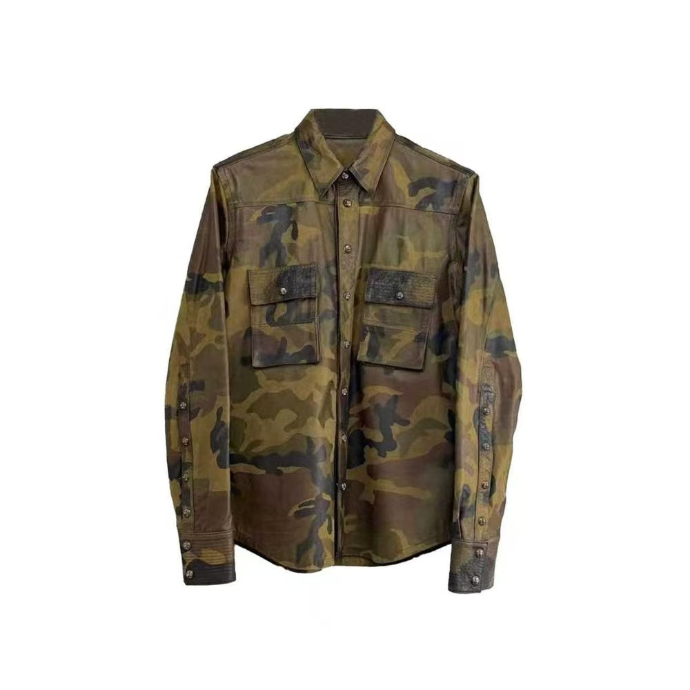 Chrome Hearts Fleur De Dis Leather Patch Camo Shirt