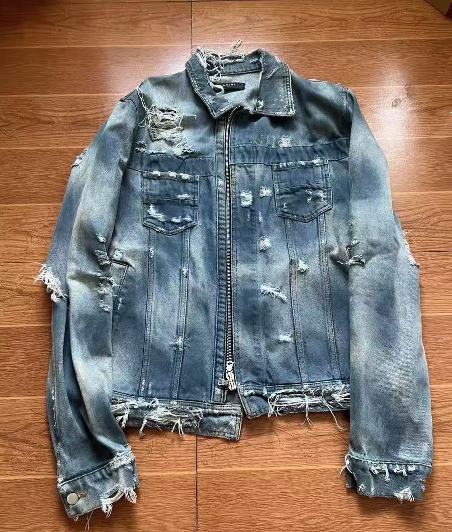 Amiri Destroyed Zipper Denim Jacket