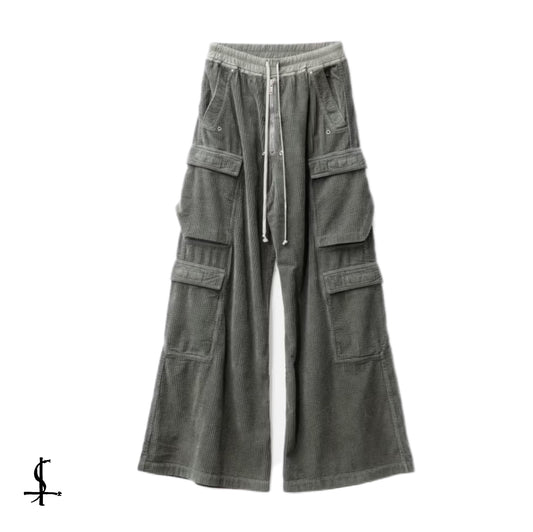 Rick Owen’s corduroy army green wide pants