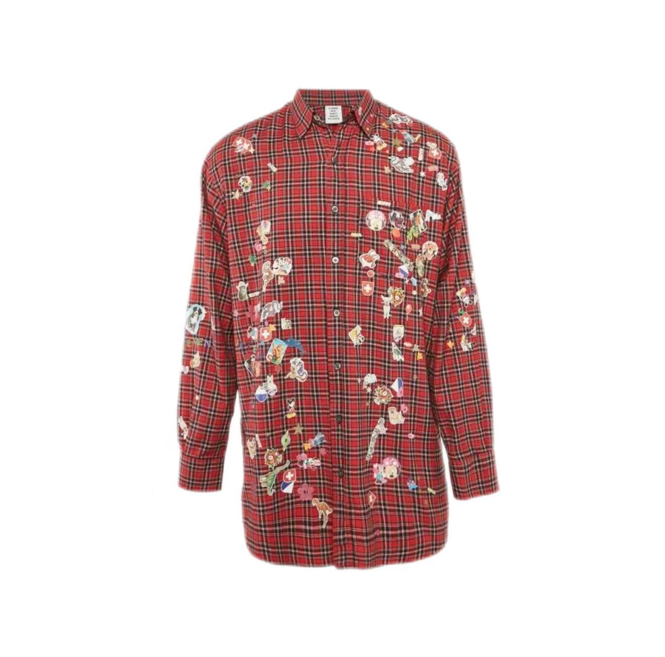 Vetements 18fw Sticker Plaid Flannel Shirt