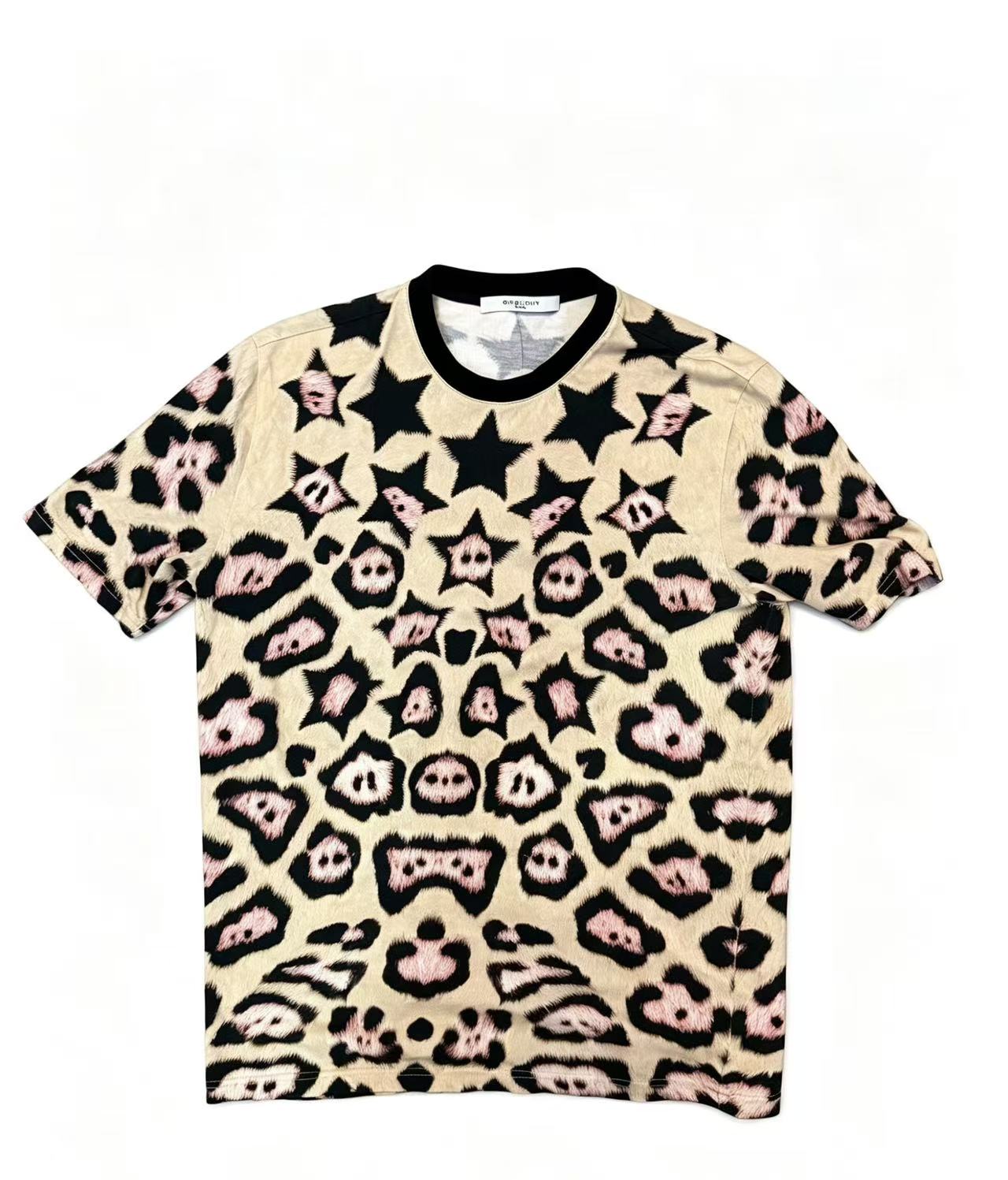 Givenchy 16ss Leopard Print Pig Nose Star Short-Sleeve T-Shirt