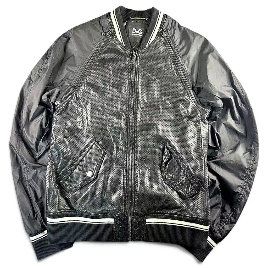 Dolce&Gabbana D&G  2-in-1 Perforated Leather Bomber Jacket