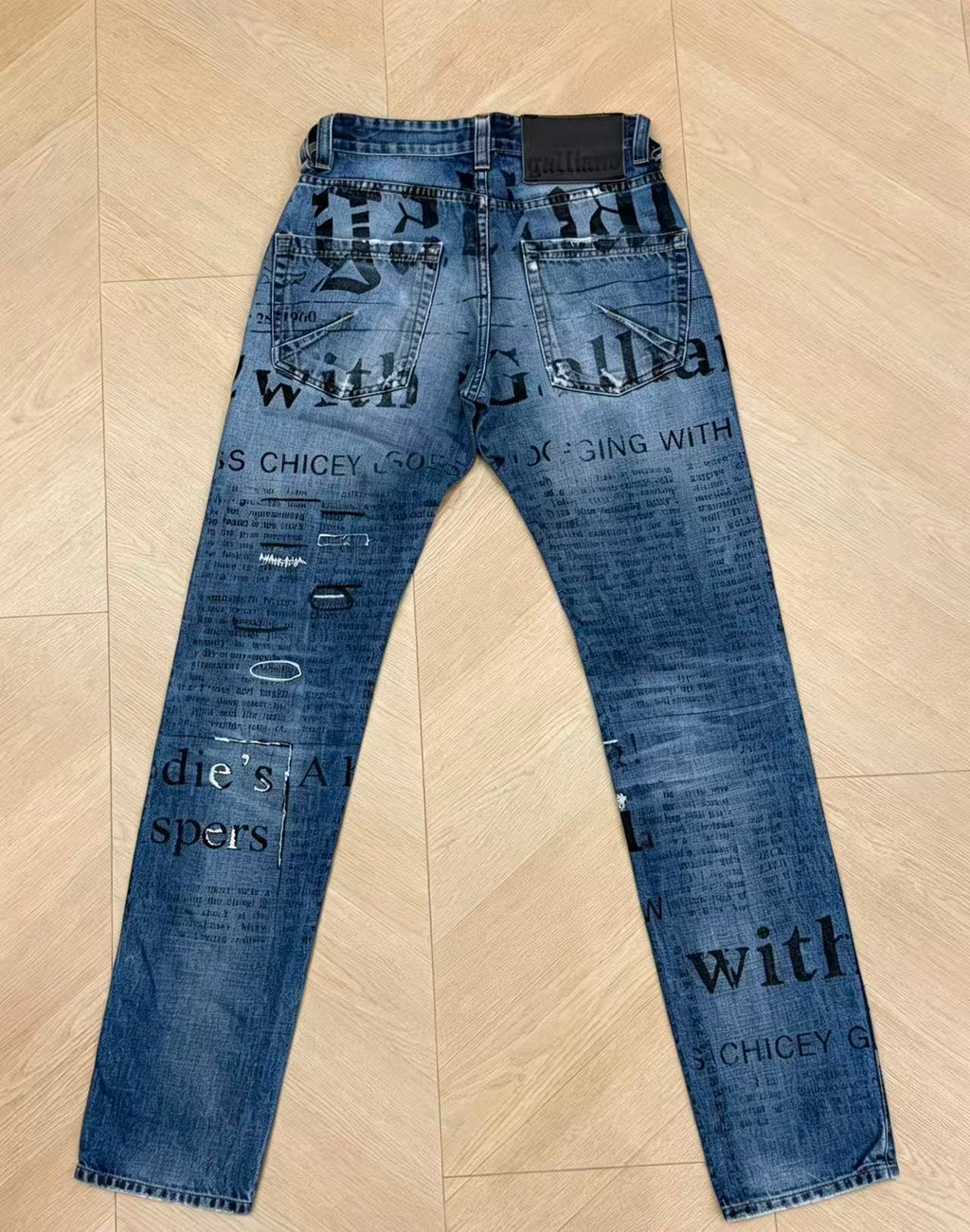 John Galliano Newspaper Print Jeans