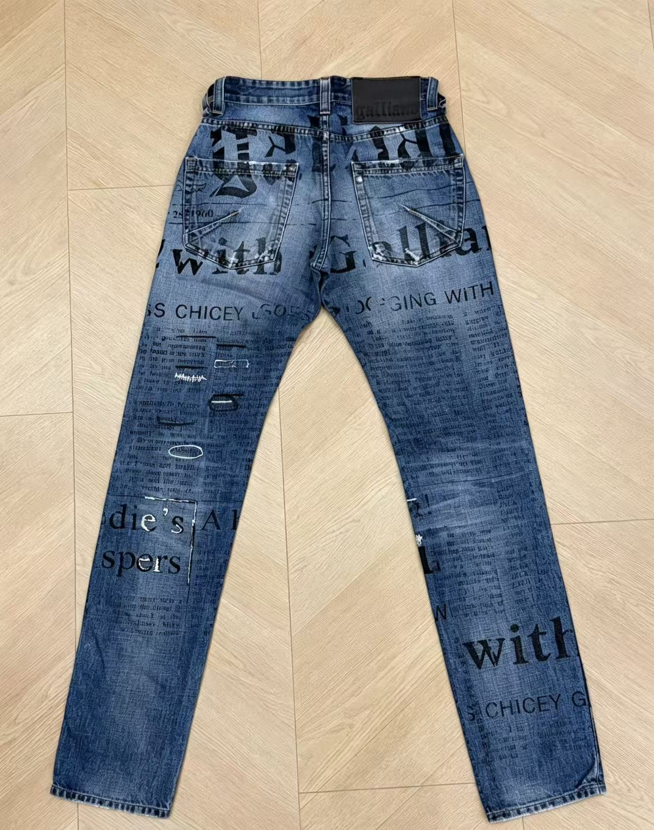 John Galliano Newspaper Print Jeans