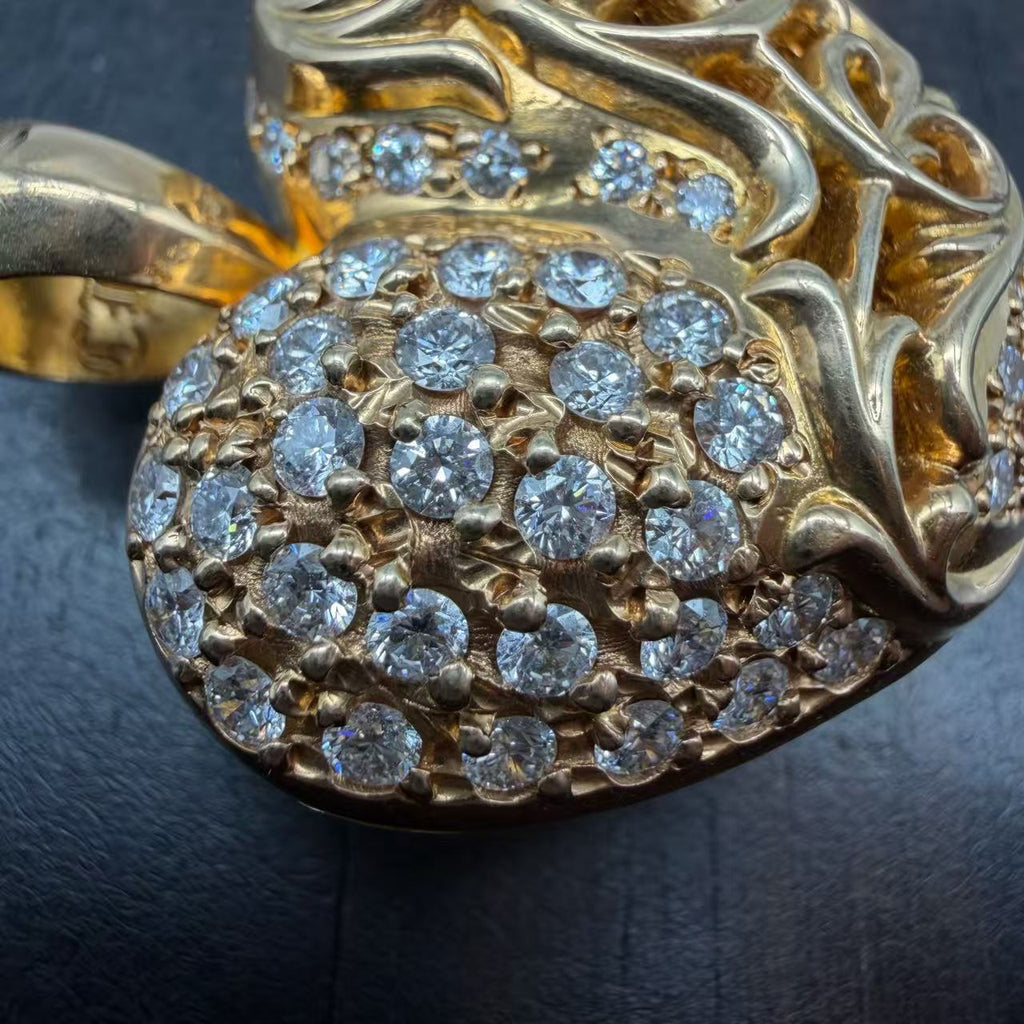 Chrome Hearts 22k Gold Diamonds Vine Heart Locket Pendant