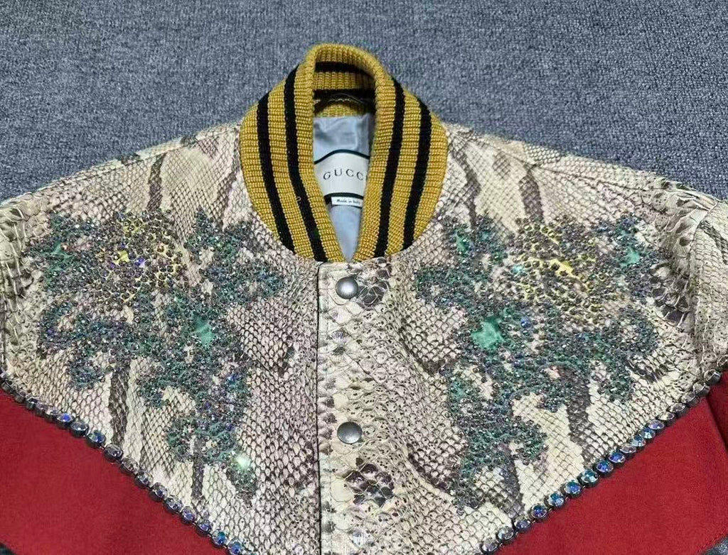 Gucci 2018 "Spiritismo" Python and Leather Varsity Jacket