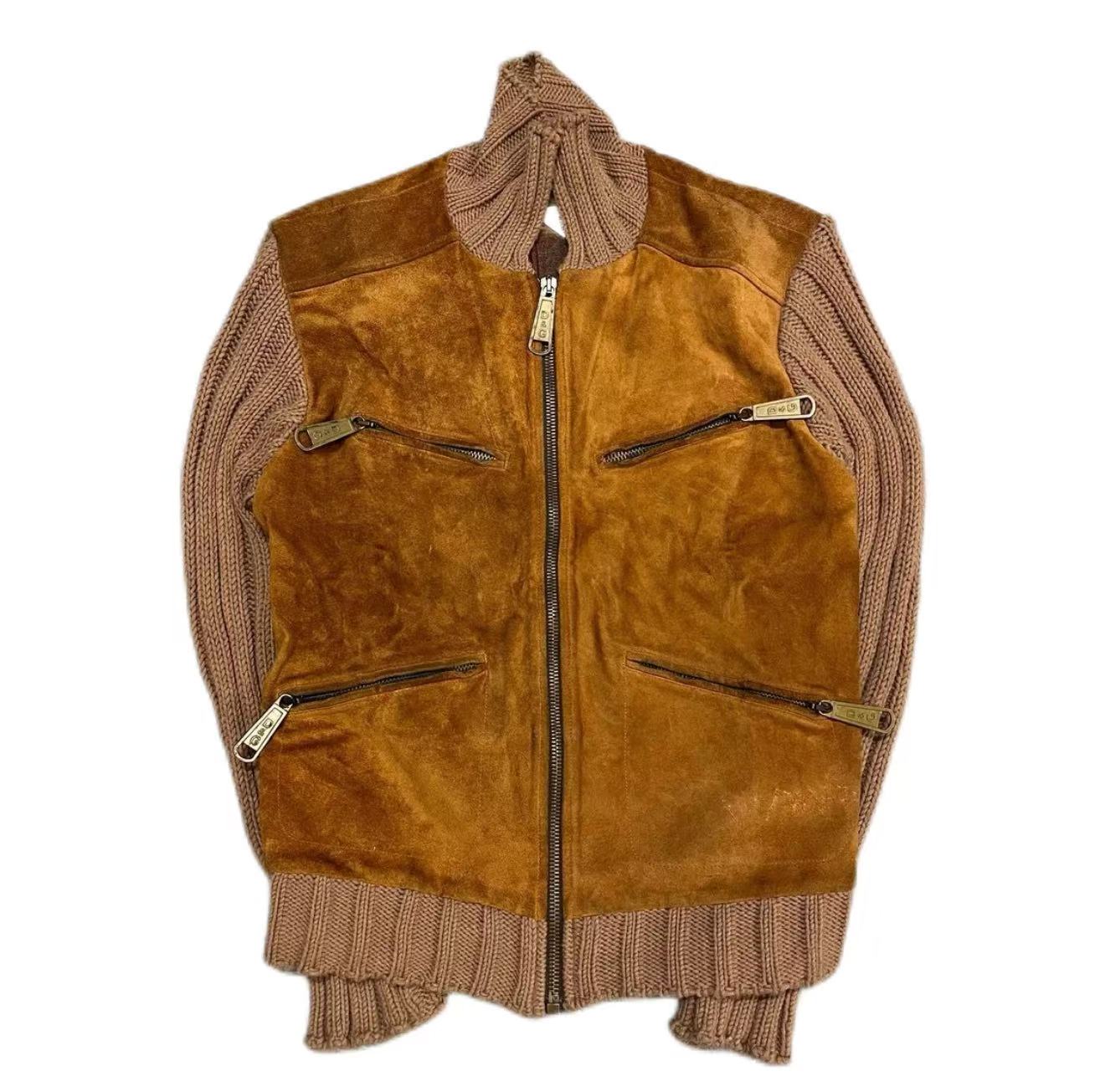 Dolce & Gabbana 2002AW Suede Knit Hybrid Multi-Zip Jacket