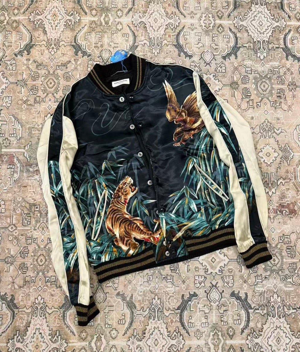Saint Laurent 16SS Tiger and Eagle Satin Jacket