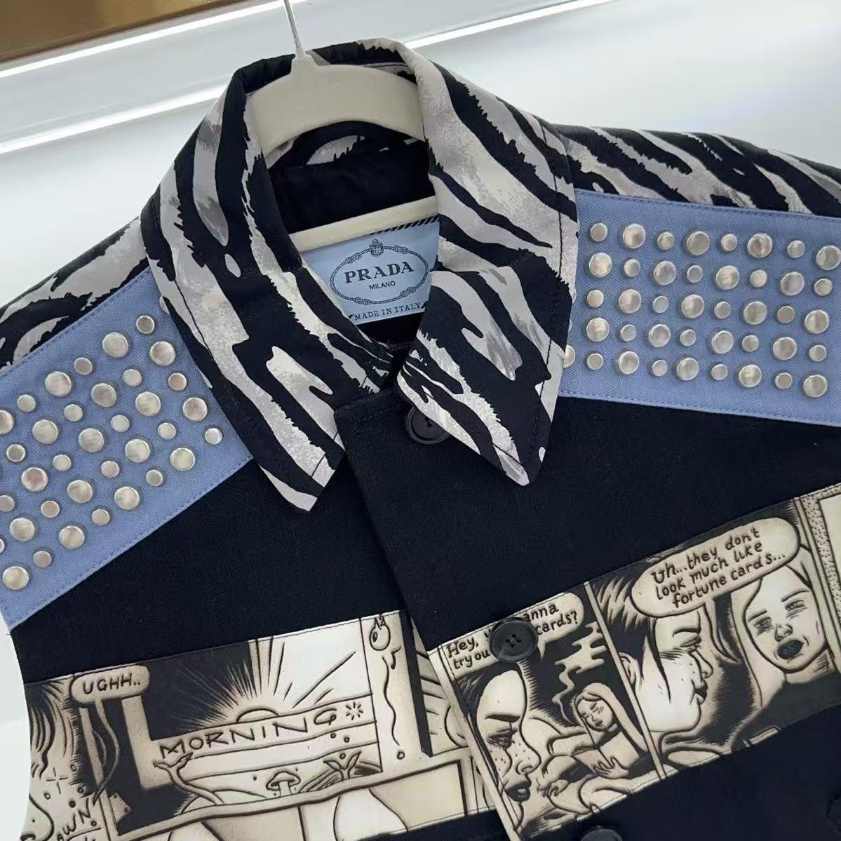 Prada 18SS James Jean Comic Print Studded Leather Vest