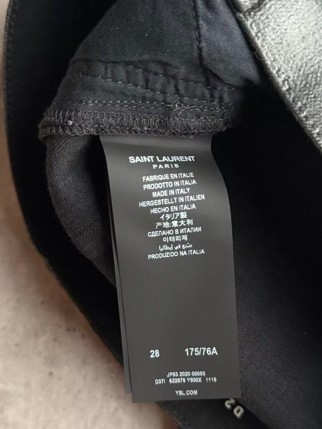 Saint Laurent Paris 20AW D24 Black Coated Waxed Denim Jeans
